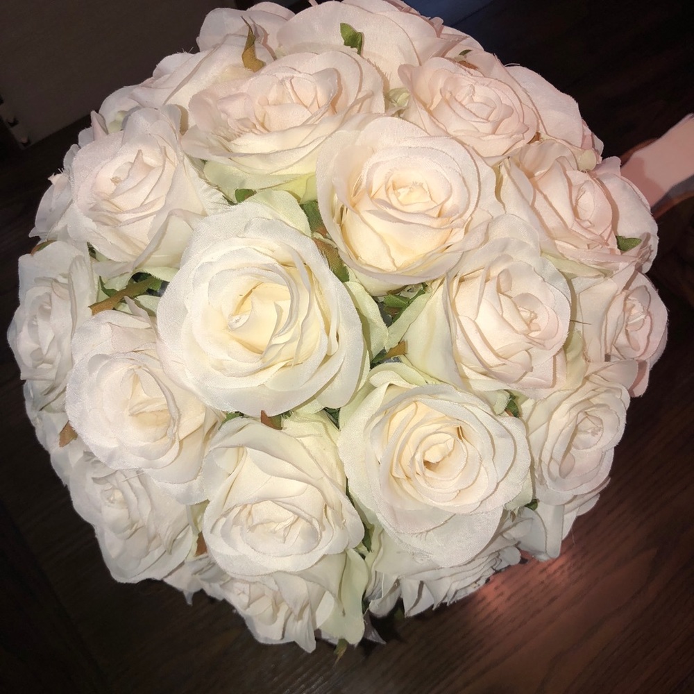 Handmade elegant satin flower ball vase